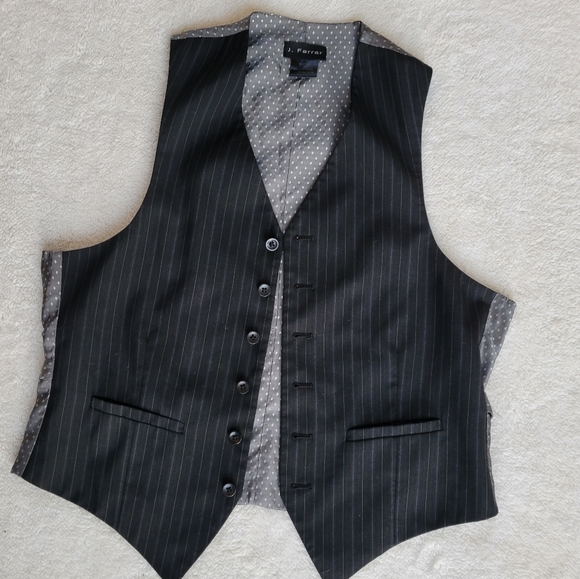Pinstripe Vest Formal Suit Piece Black Gray Button Down J. Ferrar S - Picture 3 of 7